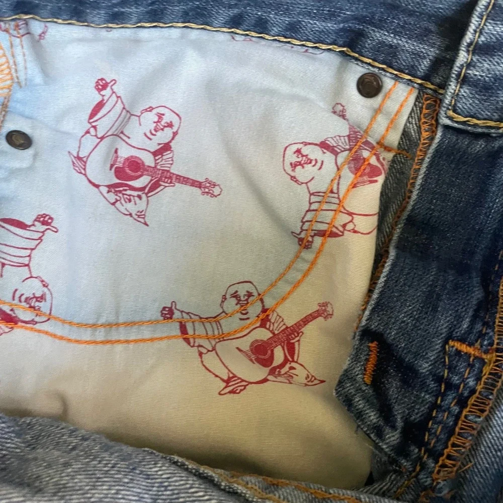 True Religion Denim Jorts Jean Shorts Mens 30 x 33 Billy‎ Distressed Cutoff Y2K